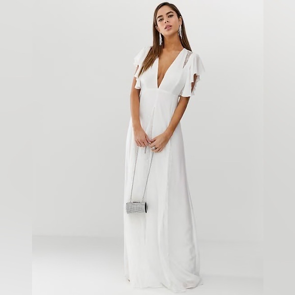 asos design maxi dress with lace godet panels ASOS Design - Lace High Neck Maxi Dress - Women - Nylon - 0 US